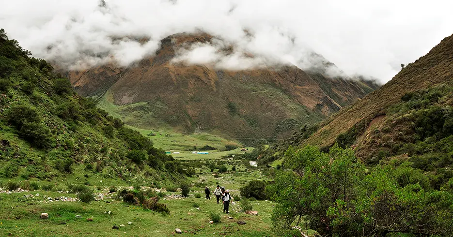 camino a la laguna humantay rodeado de vegetacion y hermosas vistas