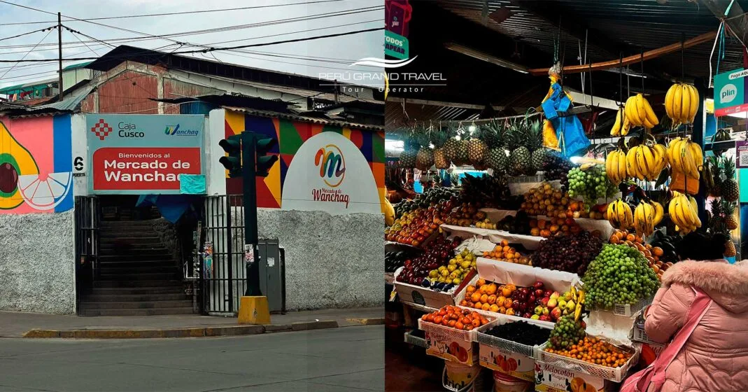 mercados en cusco - wanchaq fachada y el pasillo de las frutas
