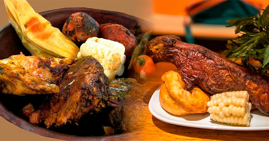 platos de peru tipicos, pachamanca y cuy al horno